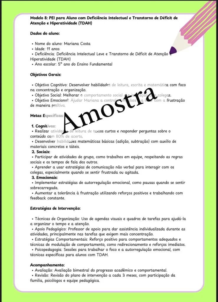 Amostra de modelo de PEI 3.