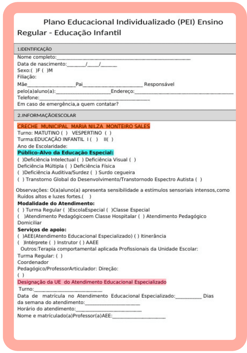 Amostra de modelo de PEI 2.